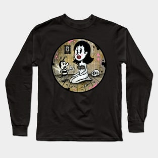 Moody Molly - A Vintage Creepy  Rubber Hose cartoon Graphic. Long Sleeve T-Shirt